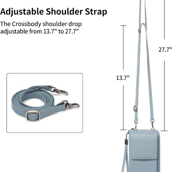 Small Vegan Leather Crossbody Cell Phone Purse Wallet 12 Card Slots - Picture 6 of 7